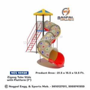 Zigzag Tube Playground Slide With Platform Manufacturers in Jagatsinghpur